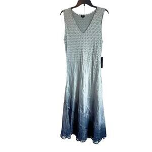 Komarov Ombré Charmeuse A-Line Dress in Ocean Blue Ombre Size XL NWT